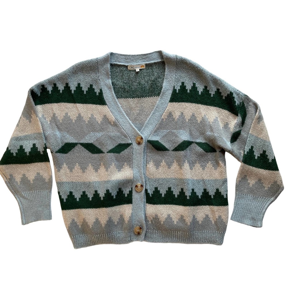 C&C California Geometric Print Chunky Cardigan Size Large